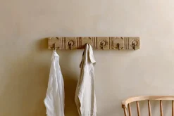 Hooks & Rails|Hooks & Rails^Nkuku Veduru Mango Wood Carved Hook - Natural (Row of 6)