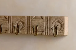 Hooks & Rails|Hooks & Rails^Nkuku Veduru Mango Wood Carved Hook - Natural (Row of 6)