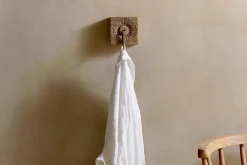 Hooks & Rails|Hooks & Rails^Nkuku Veduru Mango Wood Carved Square Hook - Natural