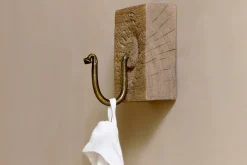 Hooks & Rails|Hooks & Rails^Nkuku Veduru Mango Wood Carved Square Hook - Natural