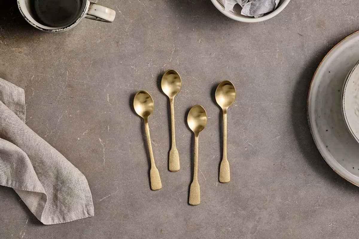 Cutlery|Cutlery^Nkuku Veeta Teaspoon Set - Brushed Gold (Set of 4)