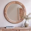 Round Mirrors|Wall Mirrors^Nkuku Vivan Grooved Wood Mirror - Natural