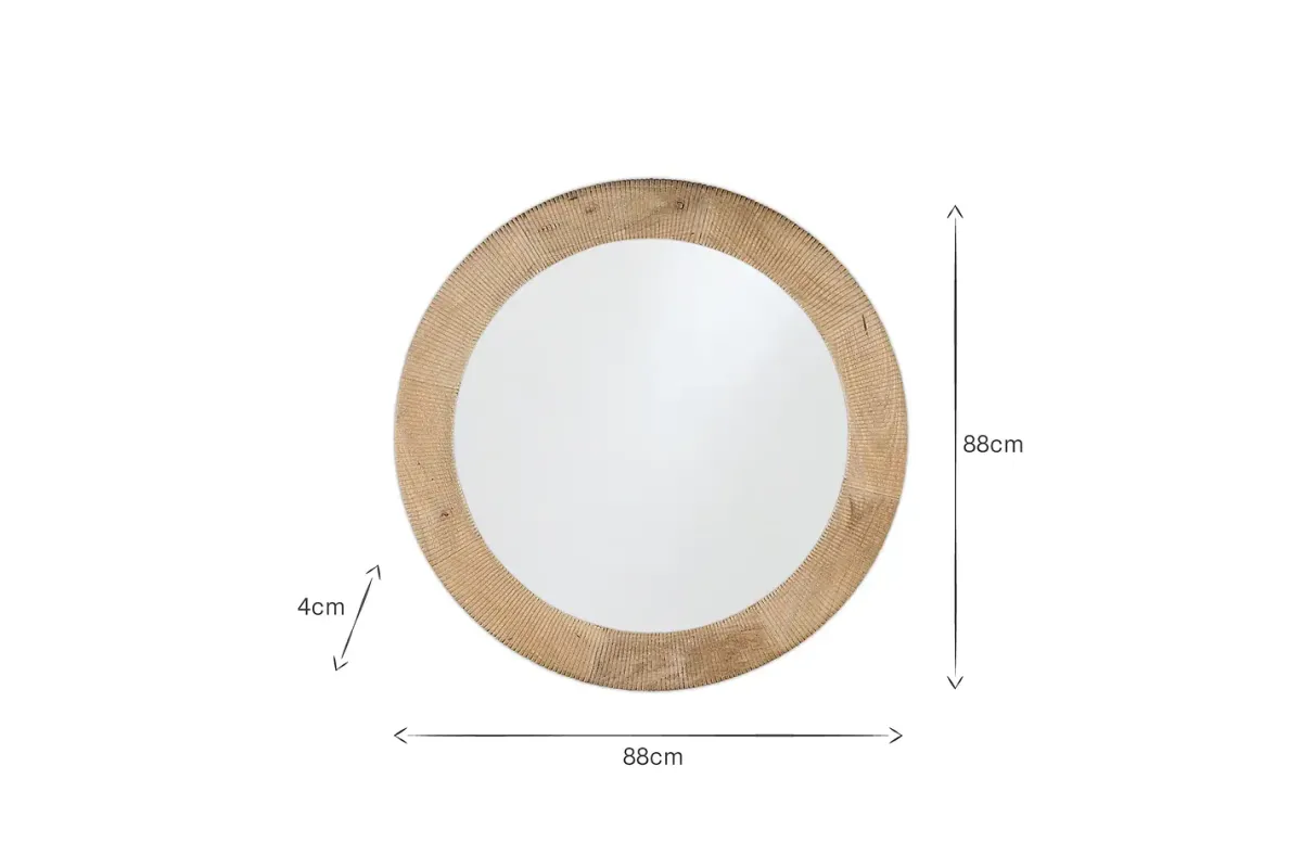 Round Mirrors|Wall Mirrors^Nkuku Vivan Grooved Wood Mirror - Natural