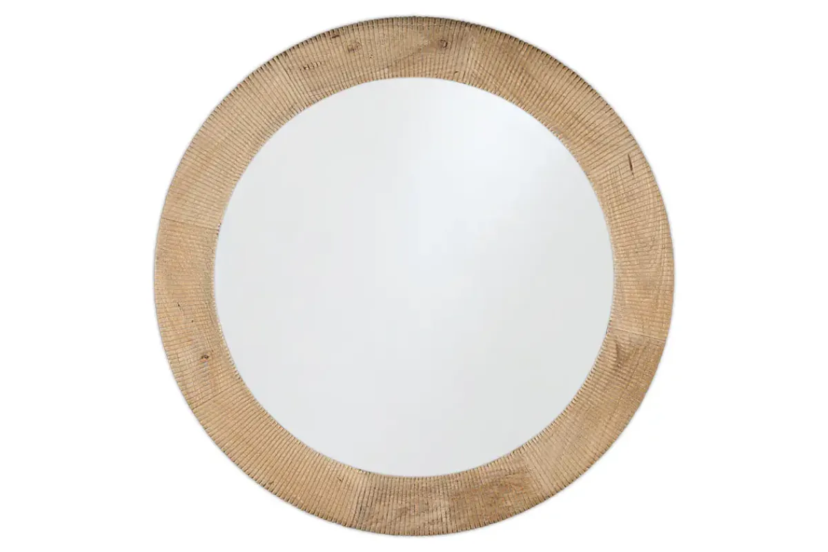 Round Mirrors|Wall Mirrors^Nkuku Vivan Grooved Wood Mirror - Natural