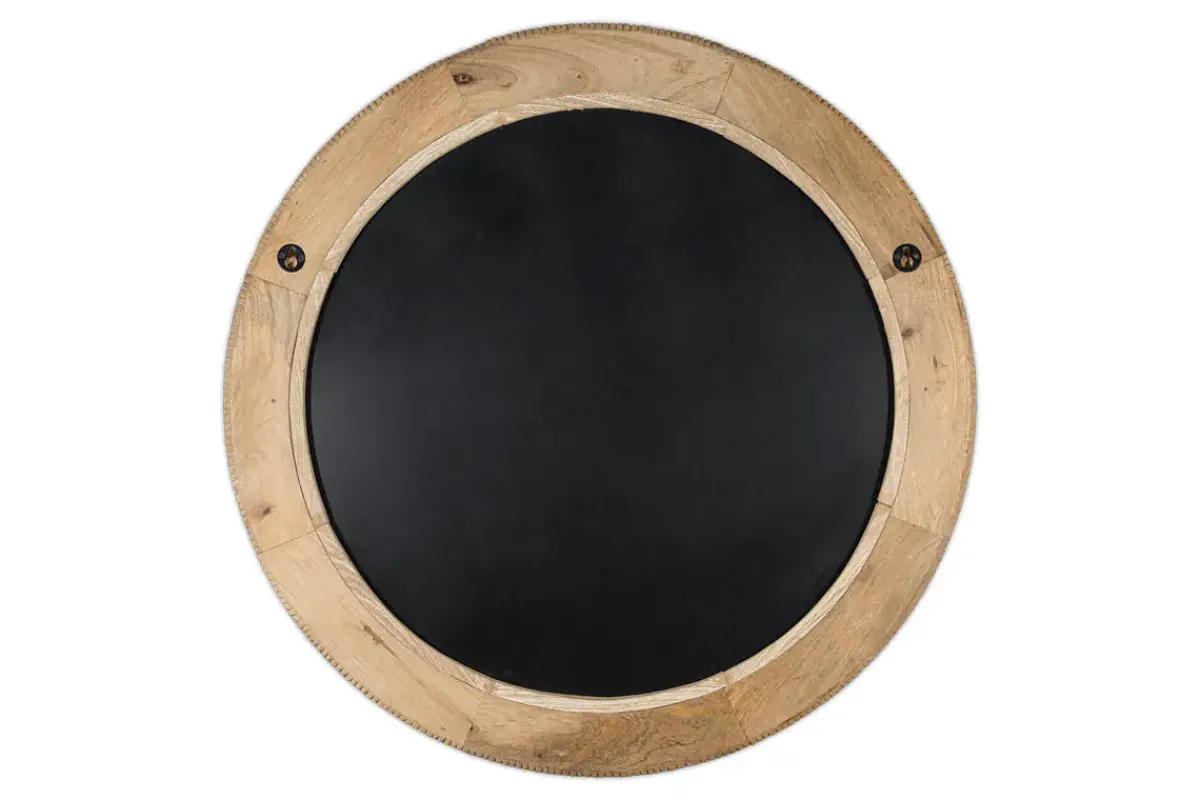 Round Mirrors|Wall Mirrors^Nkuku Vivan Grooved Wood Mirror - Natural