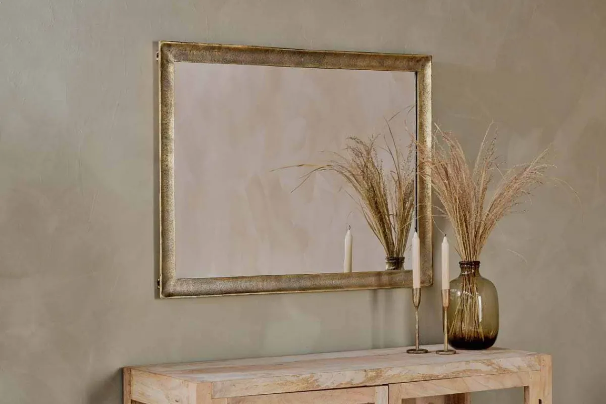 Wall Mirrors^Nkuku Yadur Rectangular Mirror - Antique Brass - Large