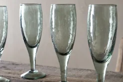Entertaining Glasses|Wine & Champagne Glasses^Nkuku Yala Hammered Champagne Glass - (Set of 4) Sage Green