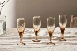 Entertaining Glasses|Wine & Champagne Glasses^Nkuku Yala Hammered Champagne Glass - (Set of 4) Dusty Terracotta