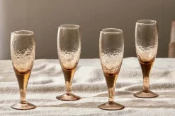 Entertaining Glasses|Wine & Champagne Glasses^Nkuku Yala Hammered Champagne Glass - (Set of 4) Dusty Terracotta