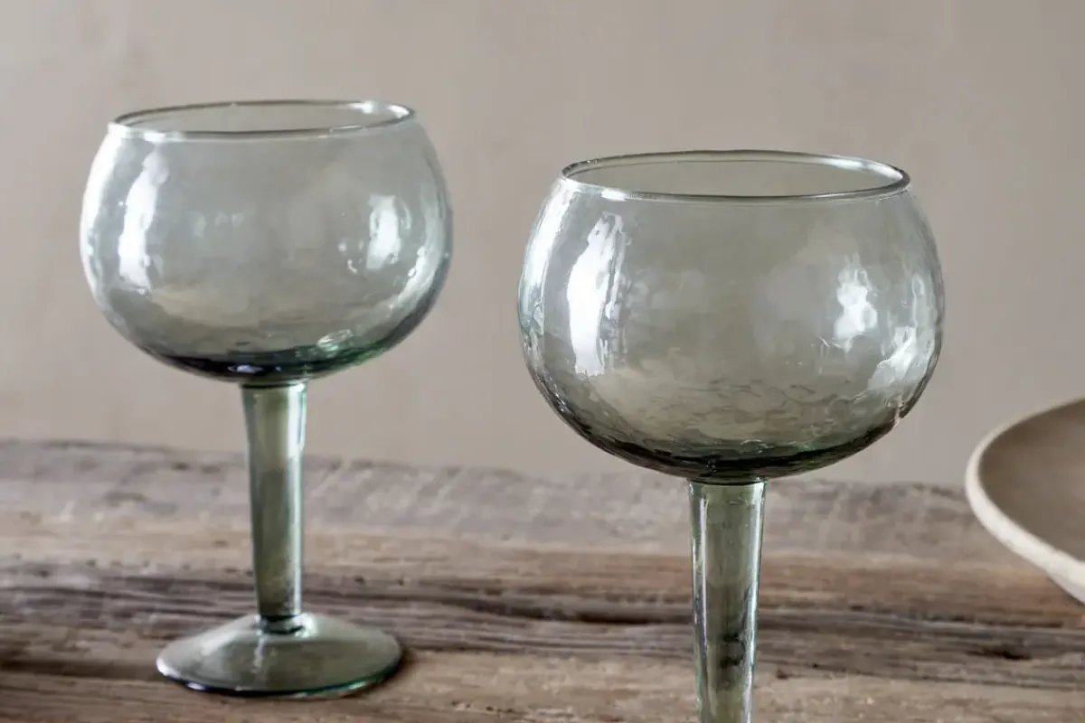 Entertaining Glasses|Christmas Table^Nkuku Yala Hammered Gin Glass - (Set of 2) Sage Green