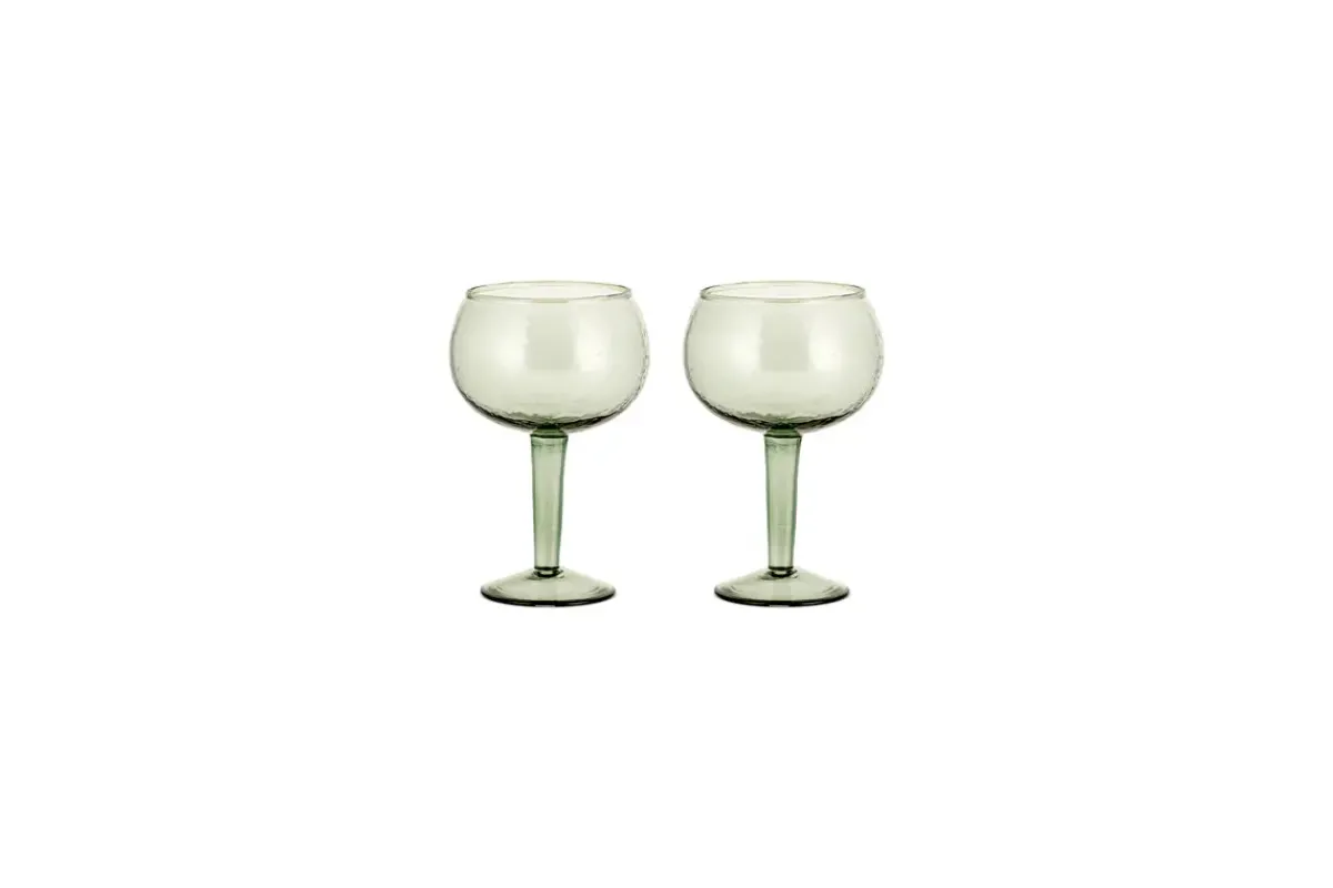 Entertaining Glasses|Christmas Table^Nkuku Yala Hammered Gin Glass - (Set of 2) Sage Green