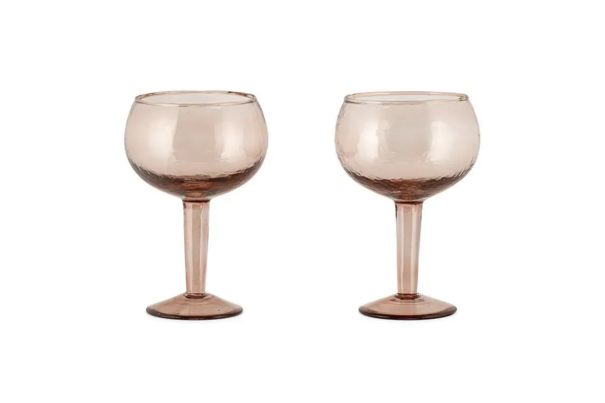 Entertaining Glasses|Christmas Table^Nkuku Yala Hammered Gin Glass - (Set of 2) Dusty Terracotta