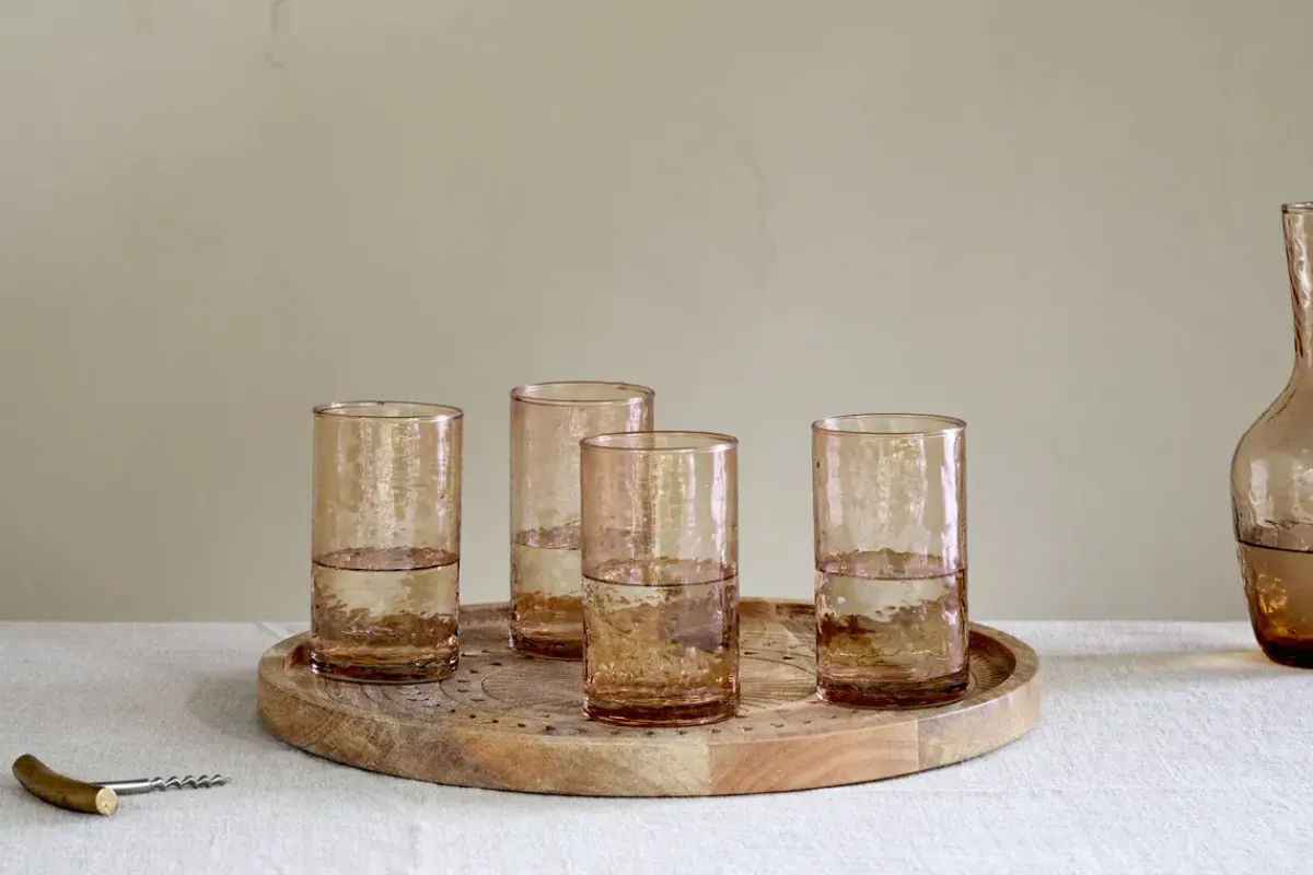 Tumblers^Nkuku Yala Hammered Highball - (Set of 4) Dusty Terracotta