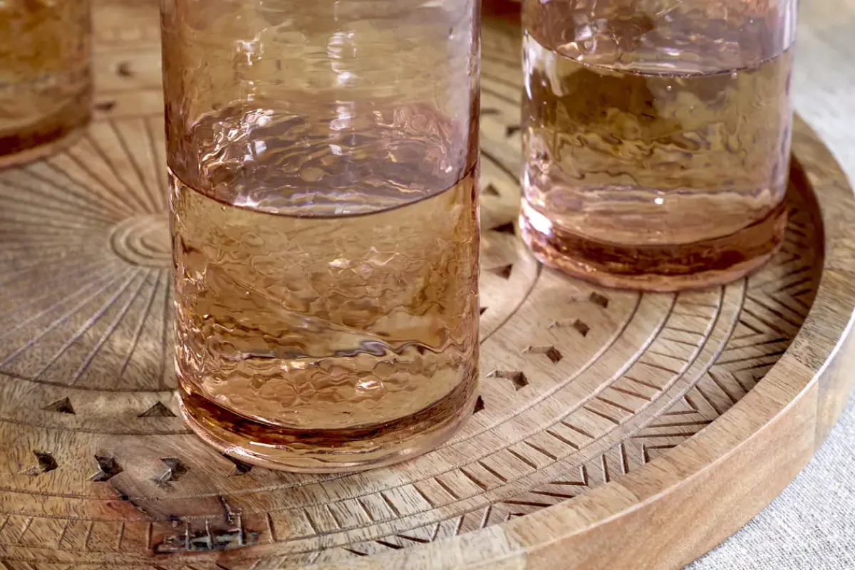 Tumblers^Nkuku Yala Hammered Highball - (Set of 4) Dusty Terracotta