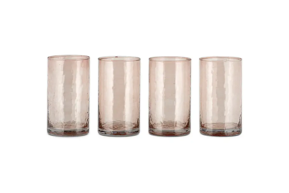 Tumblers^Nkuku Yala Hammered Highball - (Set of 4) Dusty Terracotta