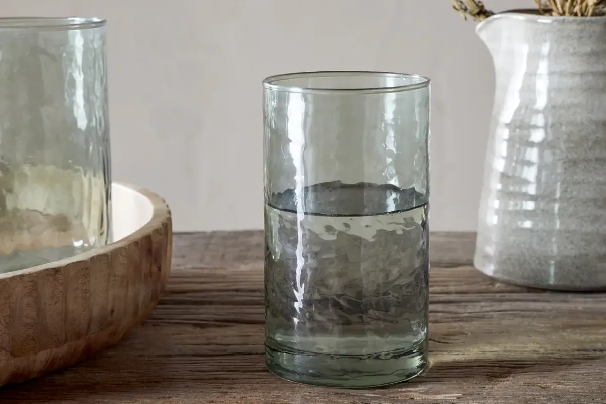 Everyday Glassware|Tumblers^Nkuku Yala Hammered Highball - (Set of 4) Sage Green