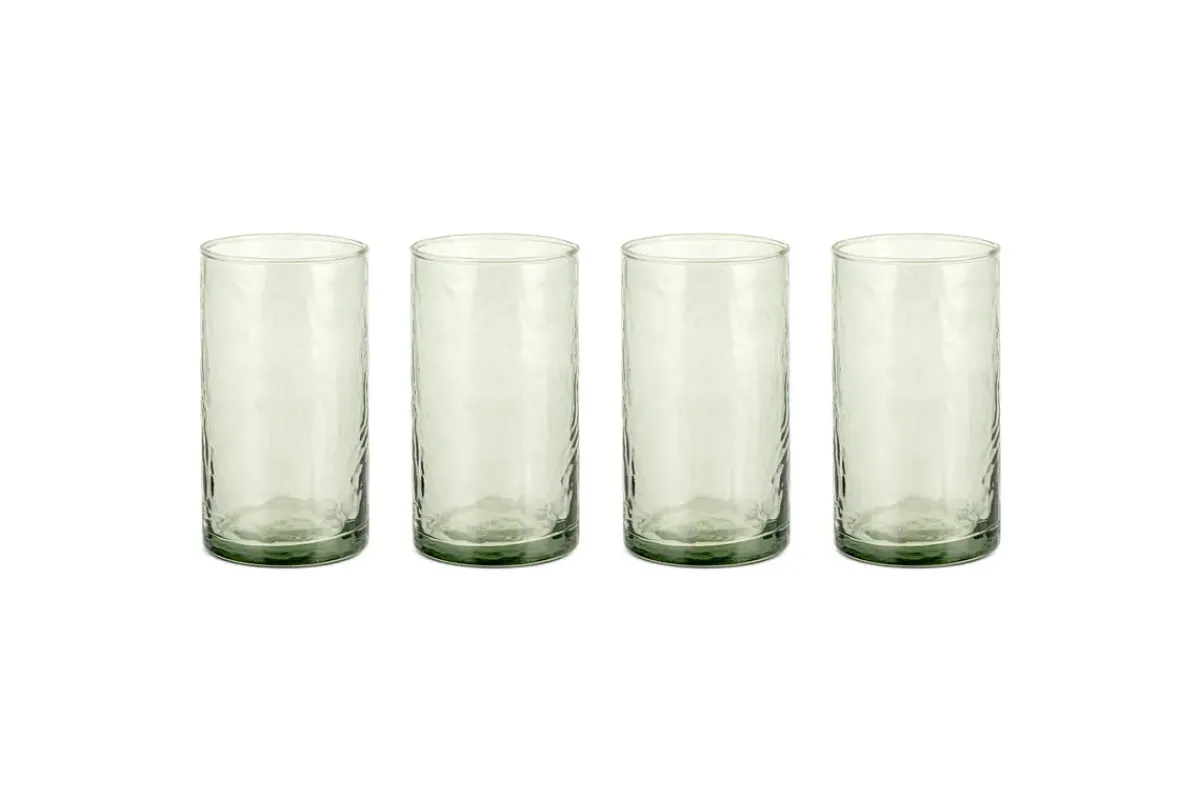 Everyday Glassware|Tumblers^Nkuku Yala Hammered Highball - (Set of 4) Sage Green