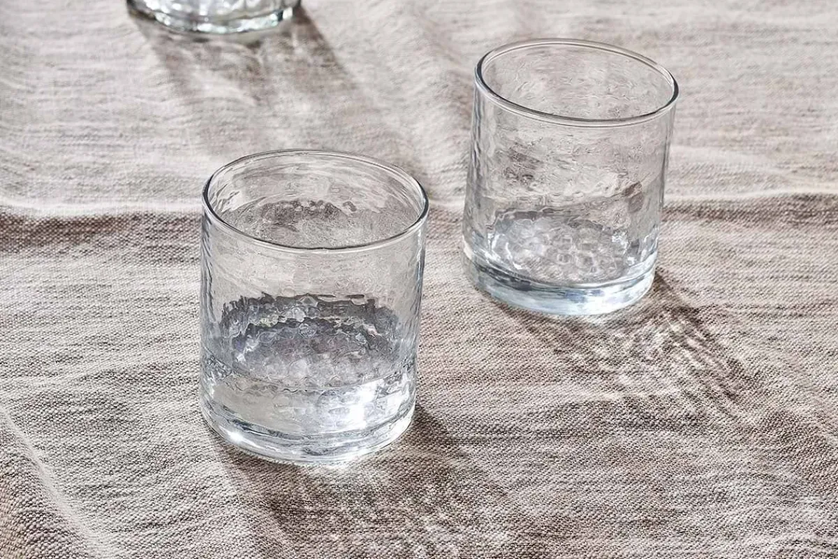 Everyday Glassware|Tumblers^Nkuku Yala Hammered Tumbler - (Set of 4) Clear Glass