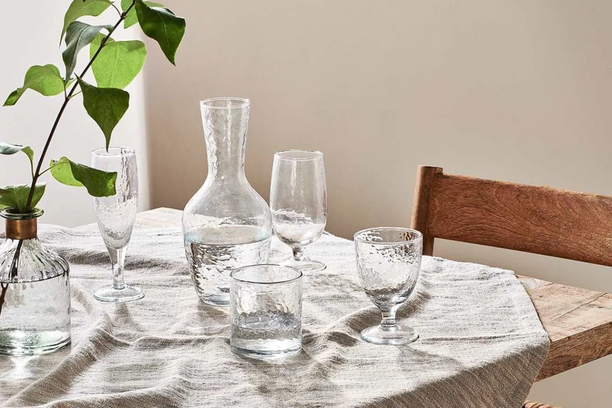 Everyday Glassware|Tumblers^Nkuku Yala Hammered Tumbler - (Set of 4) Clear Glass