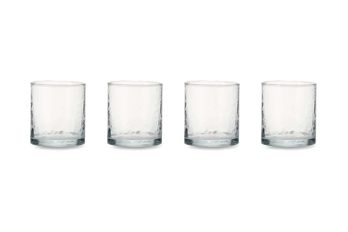 Everyday Glassware|Tumblers^Nkuku Yala Hammered Tumbler - (Set of 4) Clear Glass