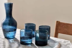 Everyday Glassware^Nkuku Yala Hammered Tumbler - (Set of 4) Indigo