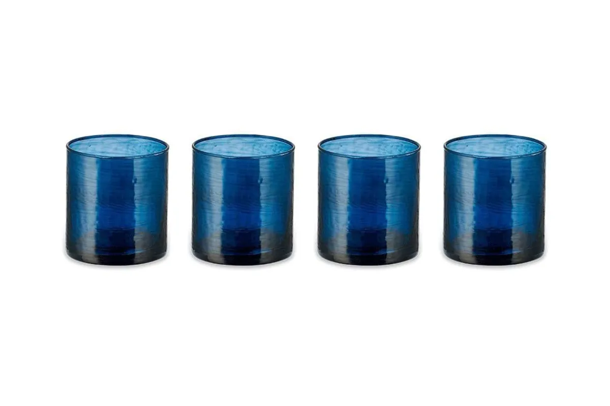 Everyday Glassware^Nkuku Yala Hammered Tumbler - (Set of 4) Indigo
