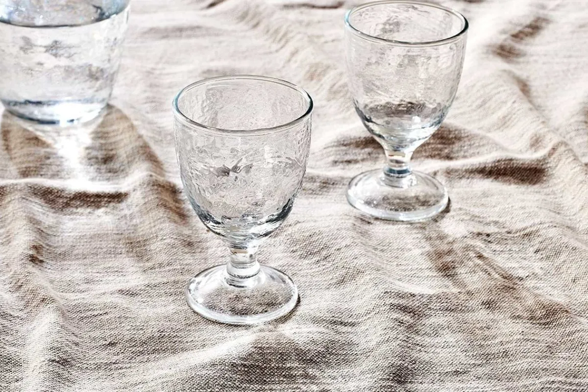 Entertaining Glasses|Wine & Champagne Glasses^Nkuku Yala Hammered Wine Glass - (Set of 4) Clear Glass