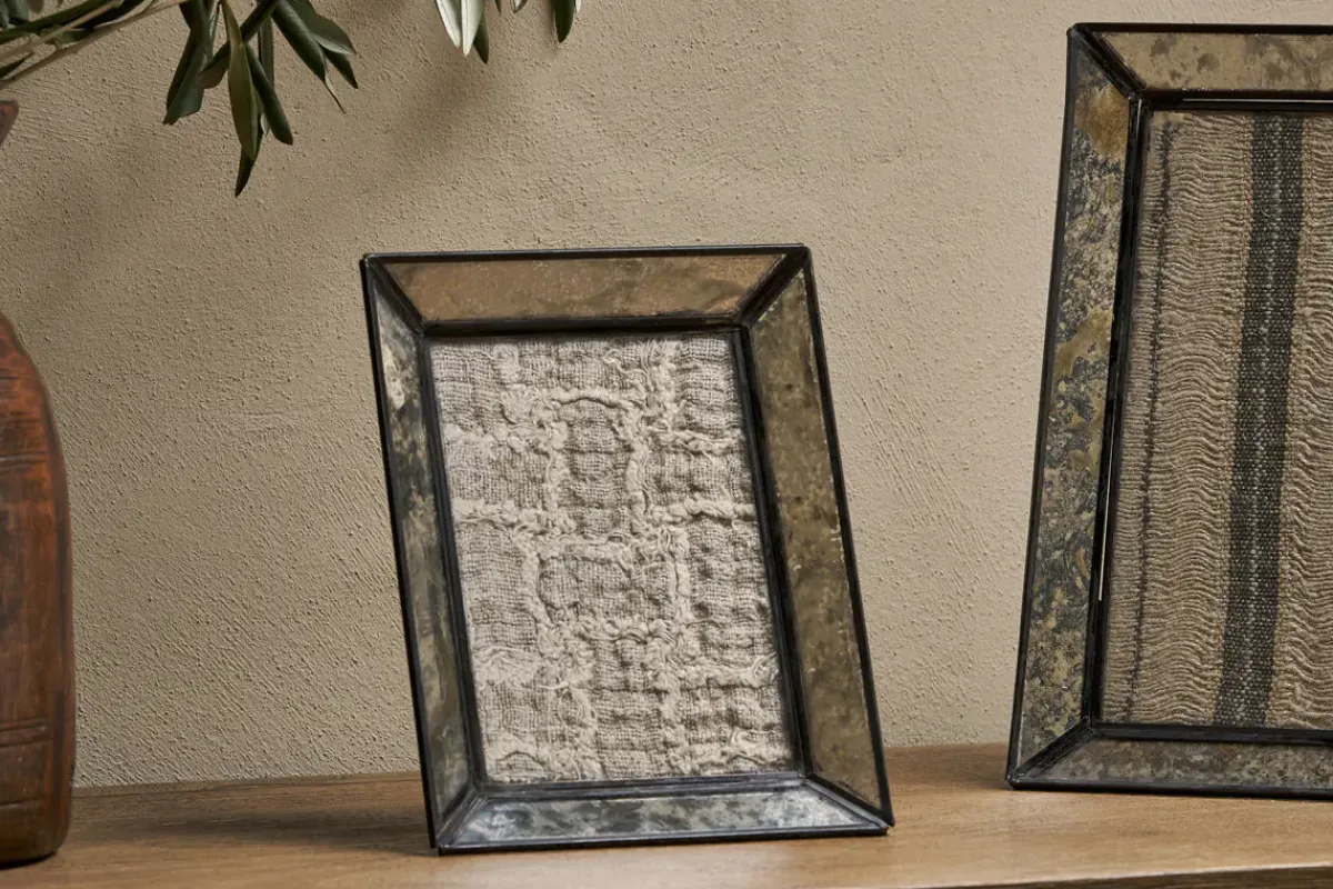 Decorative Home Accessories|Photo Frames^Nkuku Yash Antique Glass & Iron Photoframe - Antique Black