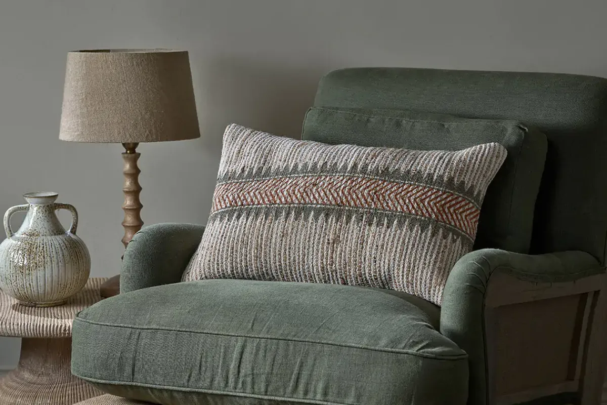 Bedroom Textiles|Cushions^Nkuku Zairya Jute & Cotton Cushion Cover - Natural & Rust