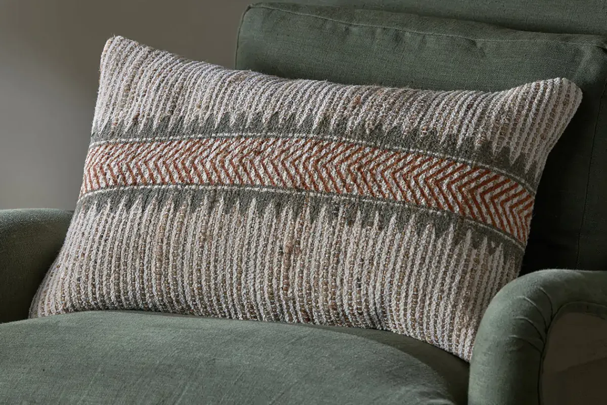 Bedroom Textiles|Cushions^Nkuku Zairya Jute & Cotton Cushion Cover - Natural & Rust