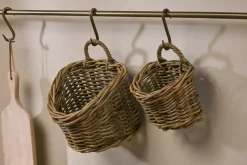 Baskets|Kitchen Storage^Nkuku Zawar Rattan Hanging Baskets - Natural (Set of 2)