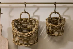 Baskets|Kitchen Storage^Nkuku Zawar Rattan Hanging Baskets - Natural (Set of 2)