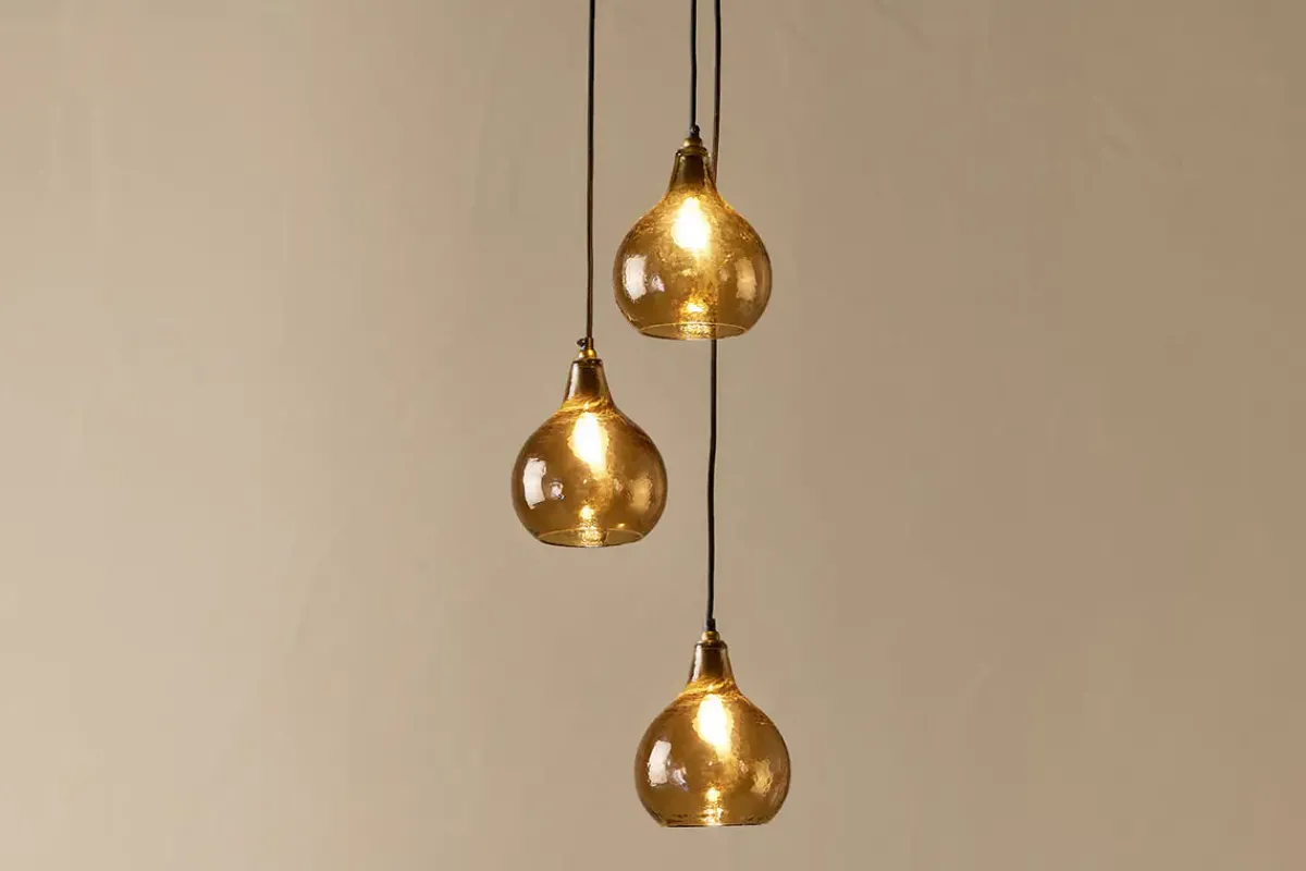 Statement Lighting|Pendant Lighting^Nkuku Ziva Recycled Glass Cluster Pendant - Light Smoke Brown Tonal Red