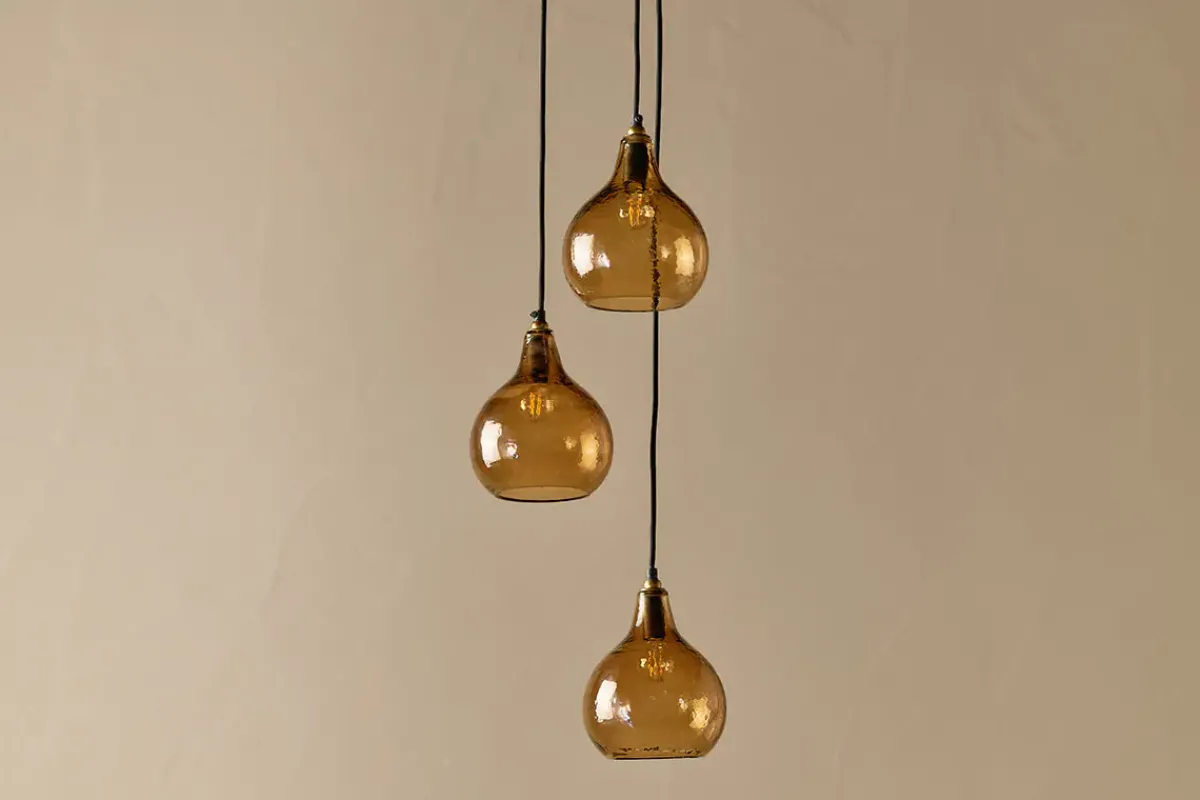 Statement Lighting|Pendant Lighting^Nkuku Ziva Recycled Glass Cluster Pendant - Light Smoke Brown Tonal Red
