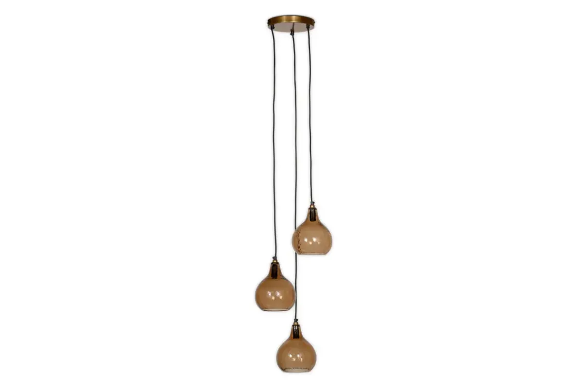 Statement Lighting|Pendant Lighting^Nkuku Ziva Recycled Glass Cluster Pendant - Light Smoke Brown Tonal Red
