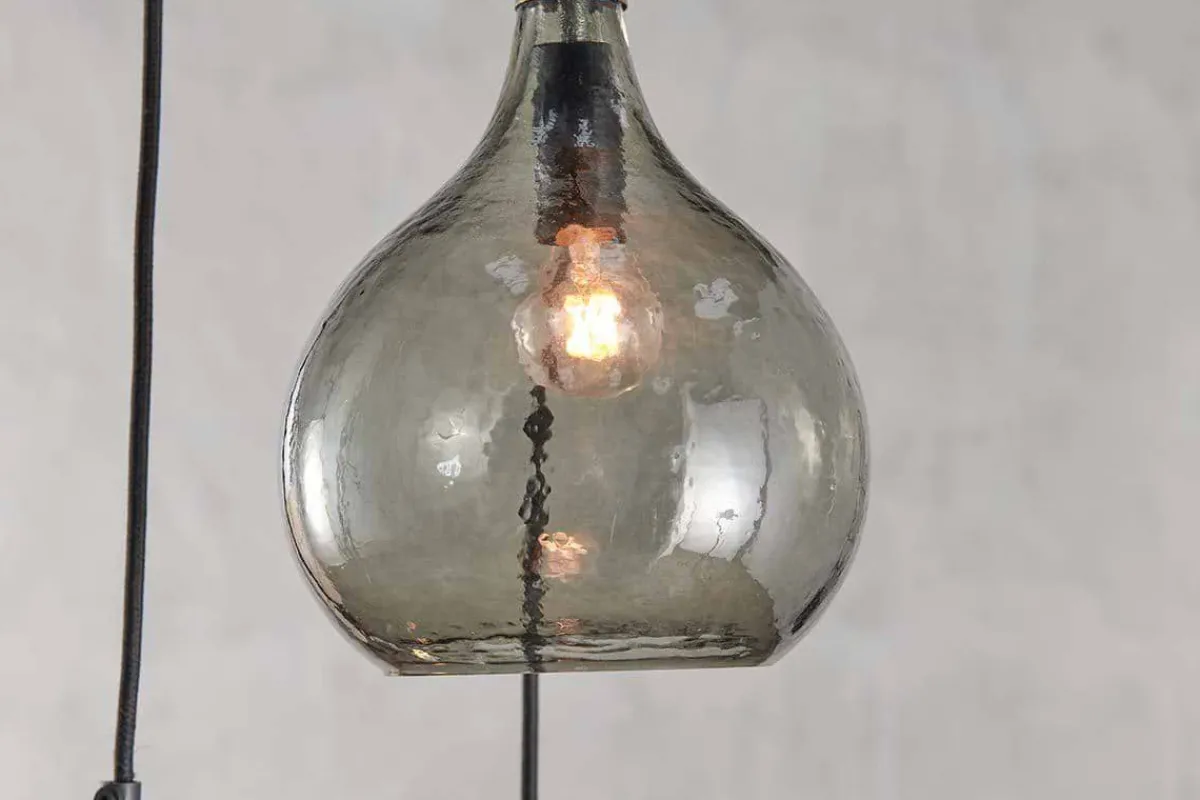 Statement Lighting|Pendant Lighting^Nkuku Ziva Recycled Glass Cluster Pendant - Green Smoke