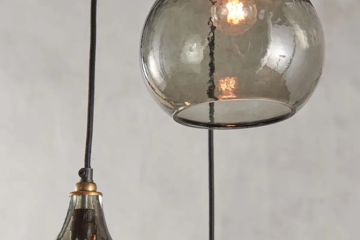 Statement Lighting|Pendant Lighting^Nkuku Ziva Recycled Glass Cluster Pendant - Green Smoke