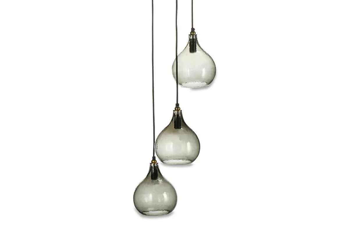 Statement Lighting|Pendant Lighting^Nkuku Ziva Recycled Glass Cluster Pendant - Green Smoke