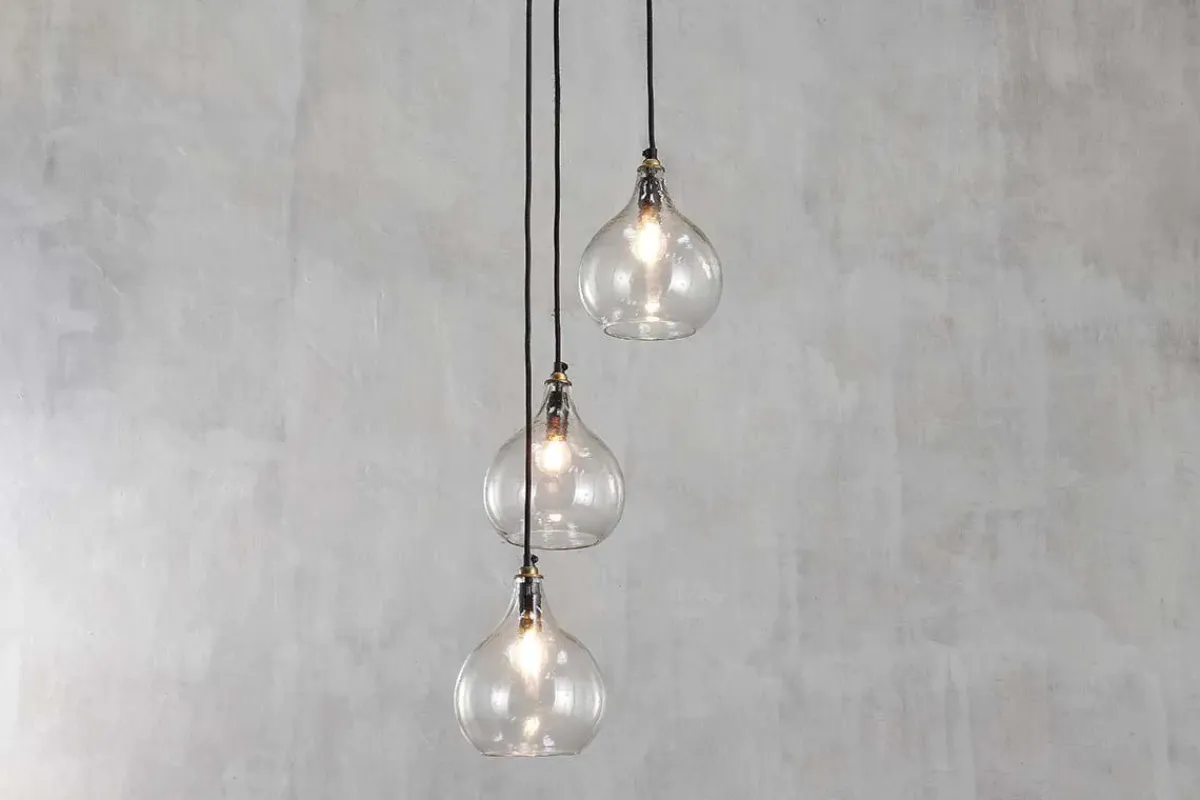 Statement Lighting|Pendant Lighting^Nkuku Ziva Recycled Glass Cluster Pendant - Clear