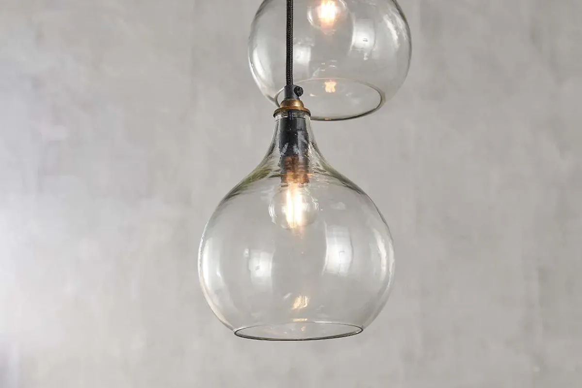 Statement Lighting|Pendant Lighting^Nkuku Ziva Recycled Glass Cluster Pendant - Clear