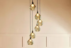 Statement Lighting|Pendant Lighting^Nkuku Ziva Statement Recycled Glass Cluster Pendant - Green Smoke
