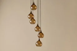 Statement Lighting|Pendant Lighting^Nkuku Ziva Statement Recycled Glass Cluster Pendant - Light Smoke Brown Tonal Red