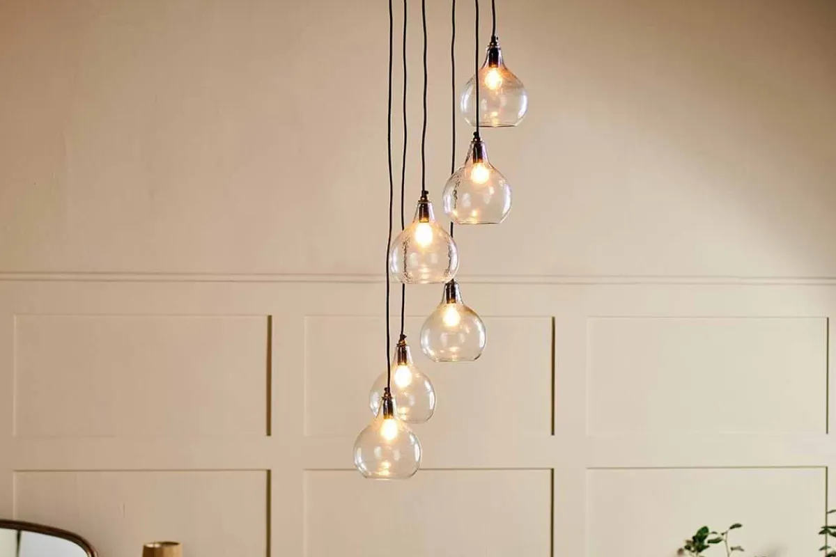 Statement Lighting|Pendant Lighting^Nkuku Ziva Statement Recycled Glass Cluster Pendant - Clear