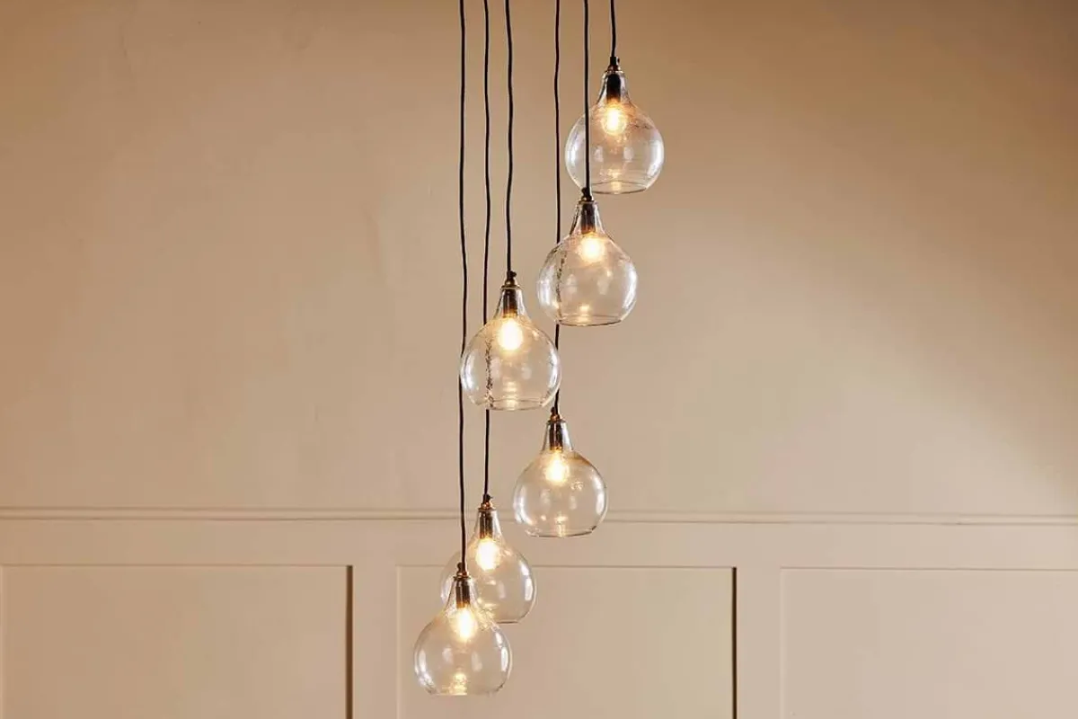 Statement Lighting|Pendant Lighting^Nkuku Ziva Statement Recycled Glass Cluster Pendant - Clear