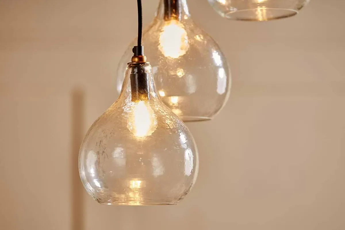 Statement Lighting|Pendant Lighting^Nkuku Ziva Statement Recycled Glass Cluster Pendant - Clear