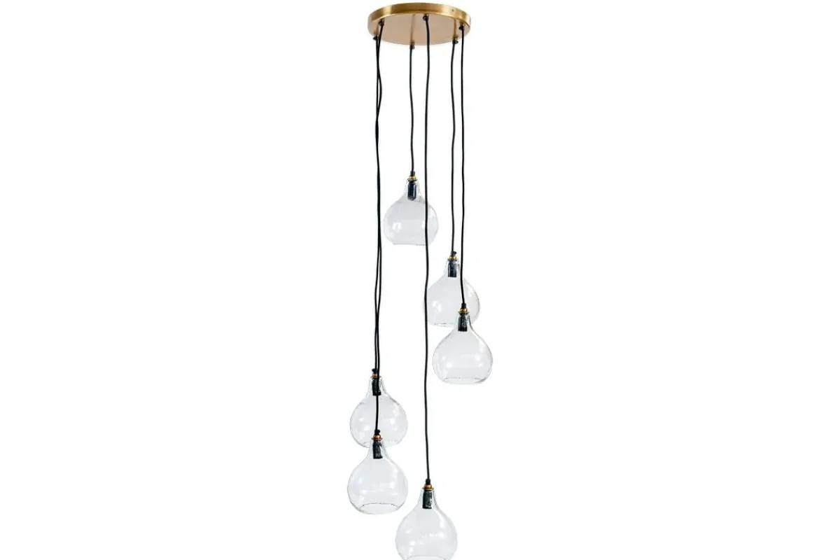 Statement Lighting|Pendant Lighting^Nkuku Ziva Statement Recycled Glass Cluster Pendant - Clear