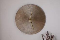 Clocks^Nkuku Zuwena Etched Wall Clock - Antique Brass